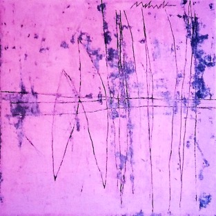 Untitled Pink mixed media on canvas 36x36in.